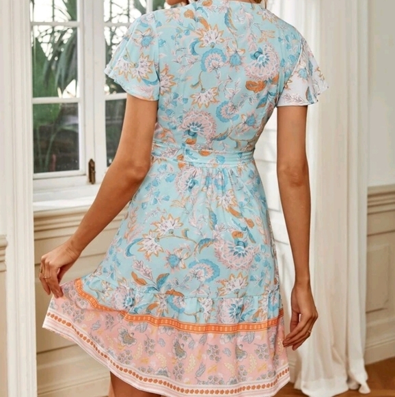 Boho Cottagecore Floral Wrap Dress - Picture 7 of 9